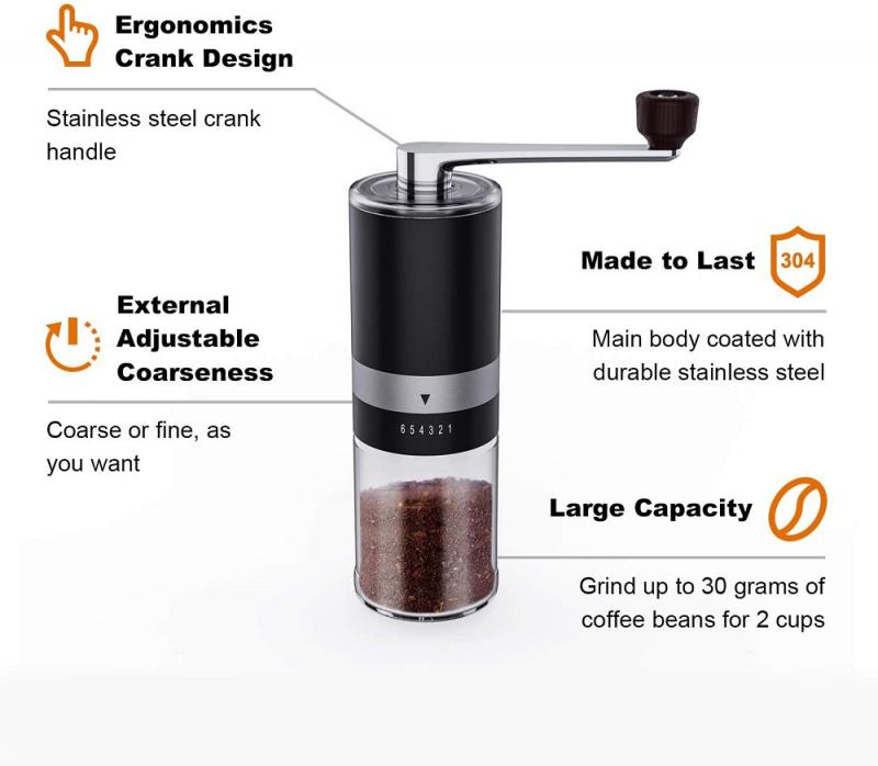 Manual Coffee Grinder Adjustable coarse setting to get the perfect