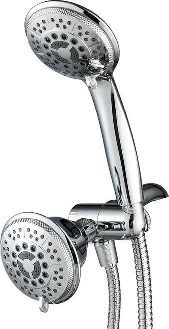 2-in-1 Handheld Shower & Fixed Shower Head Combo (Silver)