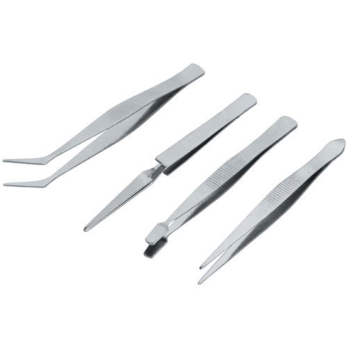 4 Piece Stainless Tweezer Set for Electronic Repair, Hobby and More ...