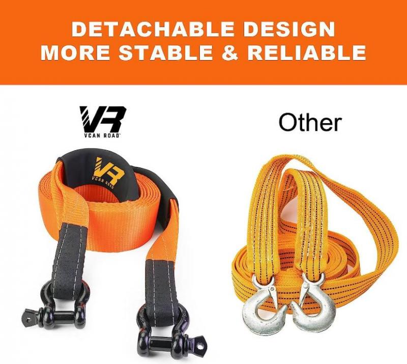 Nylon Tow Strap 3.4inx20in with Hooks and 29,000 lbs Towing Capacity