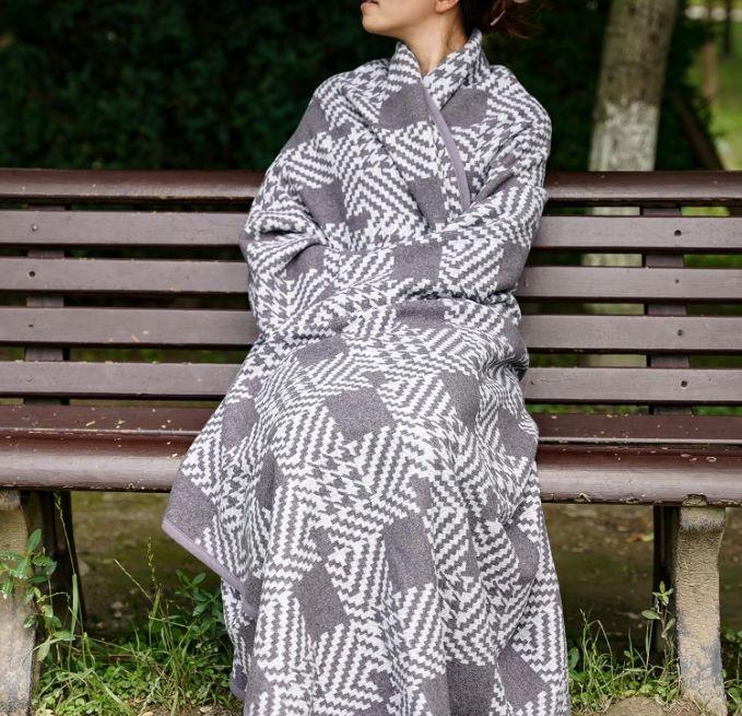 Merino Wool Blanket Queen Size 87" x 63" Thick, Warm and Soft! Grey