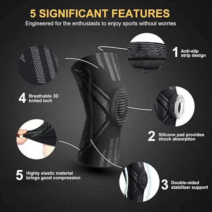 Medical-grade Compression Knee Brace with Patella Gel Pad & Side ...