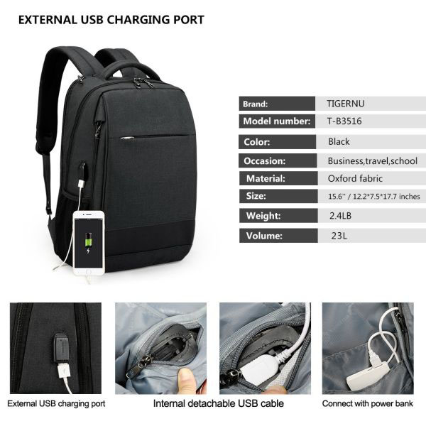 (SEE VIDEO BELOW!) Anti Theft Tech Backpack with USB Charging Port