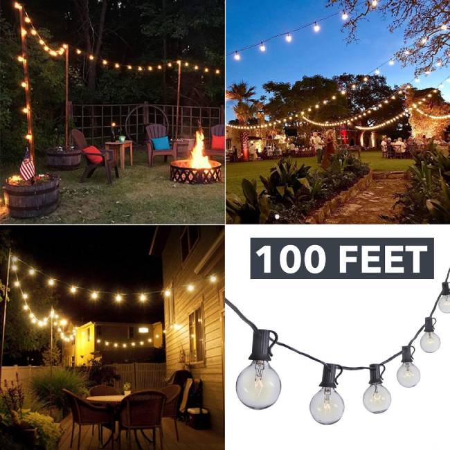 100 Foot 100 Bulb Vintage Globe Outdoor String Lights $39.99 (reg $75)