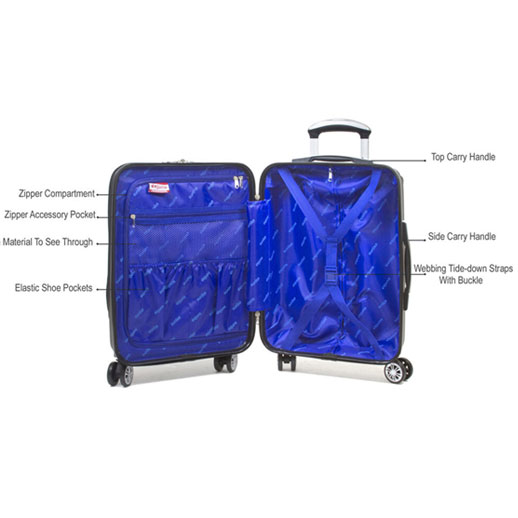 Dejuno Compact Hardside 20Inch Carryon Luggage with Laptop Pocket