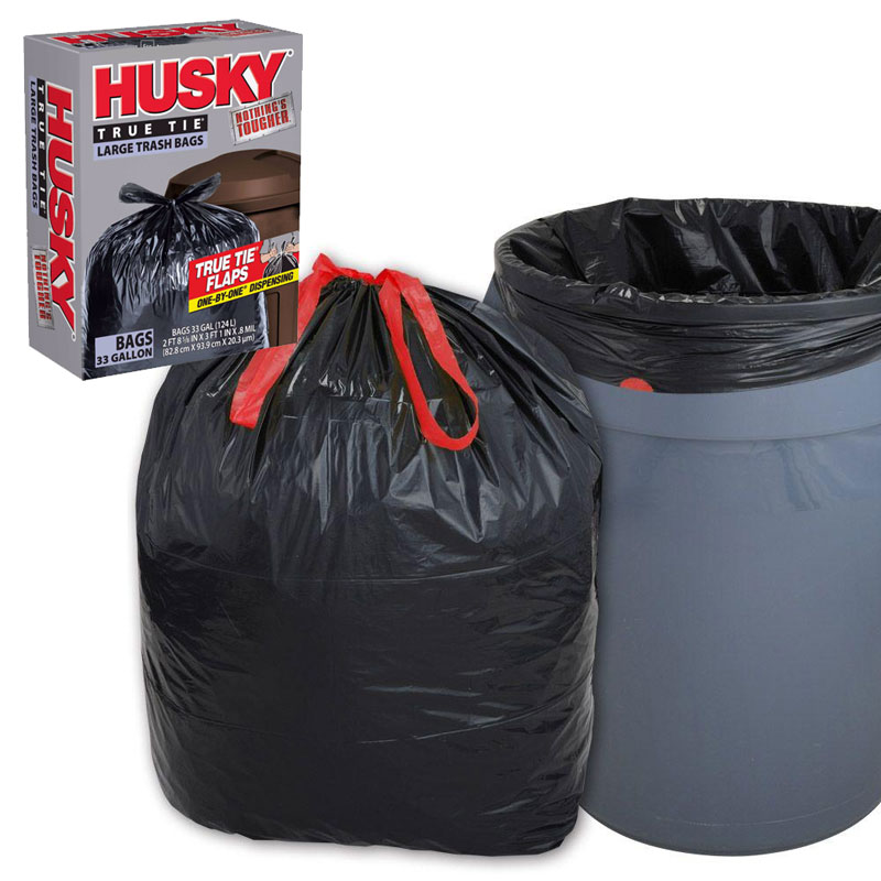 Husky Large 33 Gallon Drawstring Trash Bags 42 Count Box SHIPS FREE