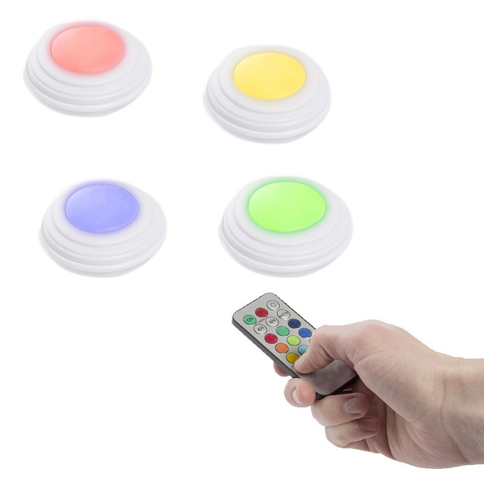 Set of 4 Wireless LED Color Changing Accent Lights with Remote Set
