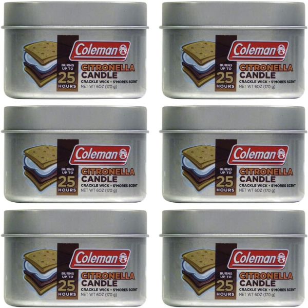 6 PACK of Coleman S'mores Scented Outdoor Citronella Candle $19.99 (reg $35)