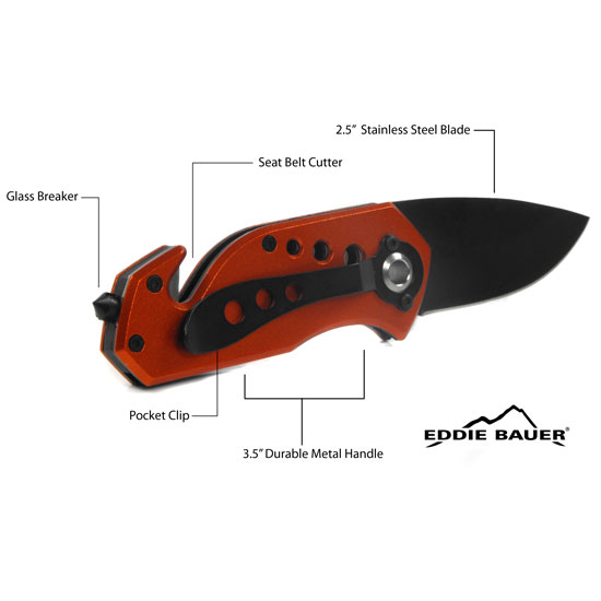 Eddie Bauer Auto Emergency Knife with Seat Belt Cutter and Glass