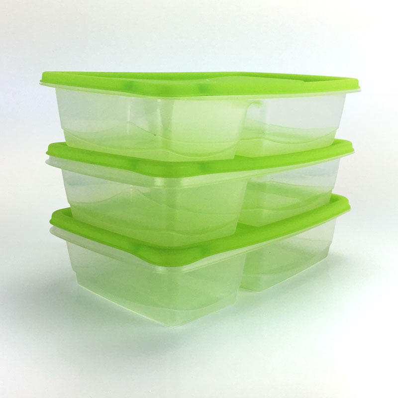 3 Pack of Heavy Duty Bento Style Divided Food Lunch / Storage Boxes