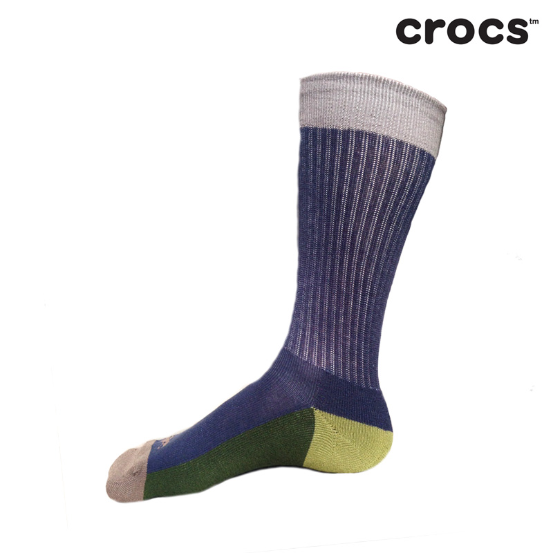 3 Pairs Crocs Mens Color Blocked Cushioned Crew Socks SHIPS FREE