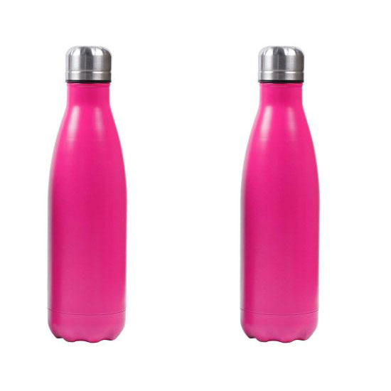 $9.98 (reg $40) 2 PACK of 17oz Pink Double Wall Vacuum Insulated Stainless Steel Water Bottles