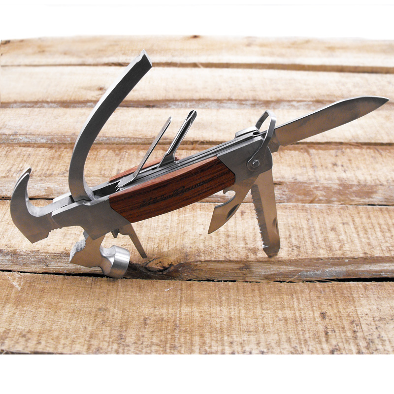 Eddie Bauer Stainless Steel MultiTool with Hammer and Wood Handle