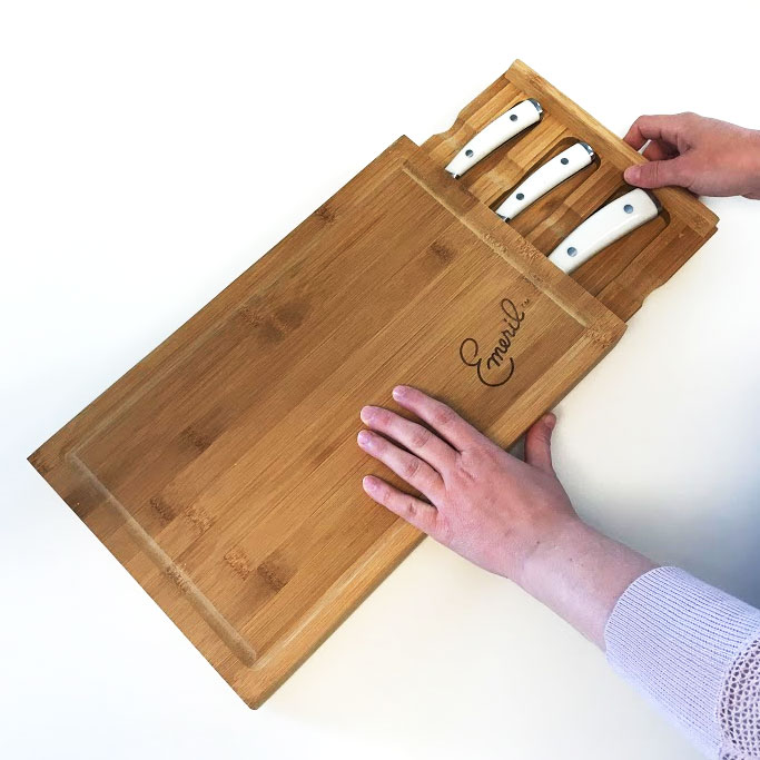 Emeril 4Piece Cutlery Set with Bamboo Storage Cutting Board 13 Deals