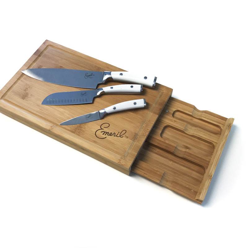 Emeril 4Piece Cutlery Set with Bamboo Storage Cutting Board 13 Deals