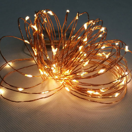 Wireless 9 Foot Waterproof Micro LED String Lights with Timer in Warm White Copper Or Silver