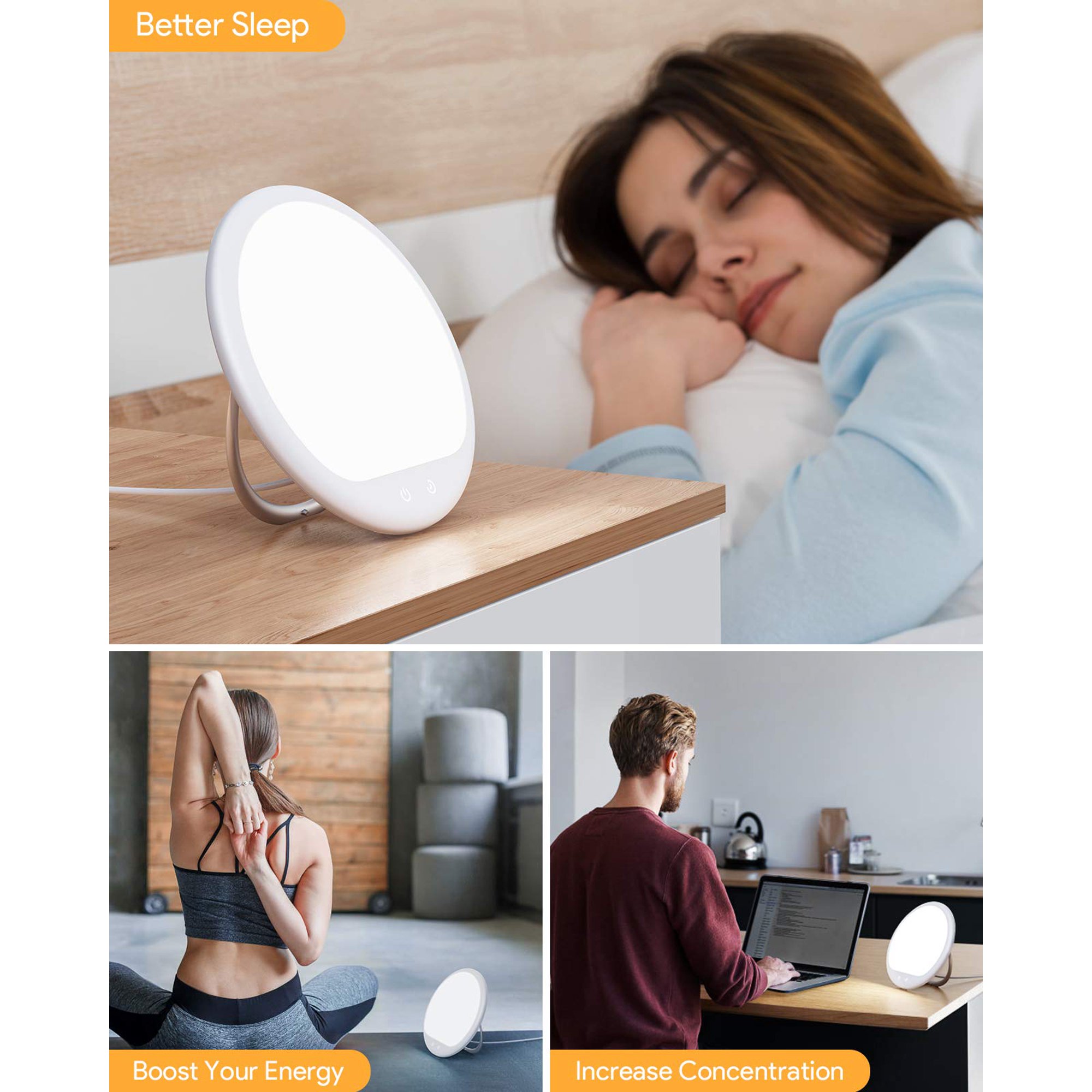 Sunlight Therapy Lamp With Adjustable Brightness Simulates full