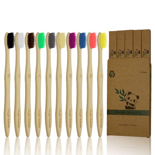 10 Pack of Bamboo Toothbrushes...