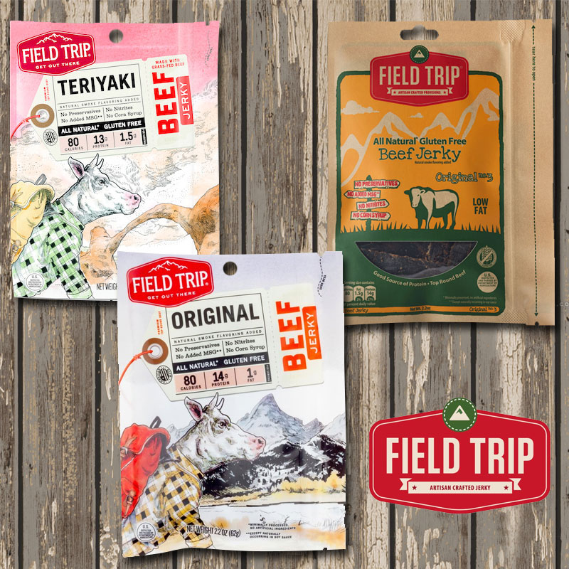 3 Bags of Field Trip Brand Beef Jerky All Natural, No Nitrates, No