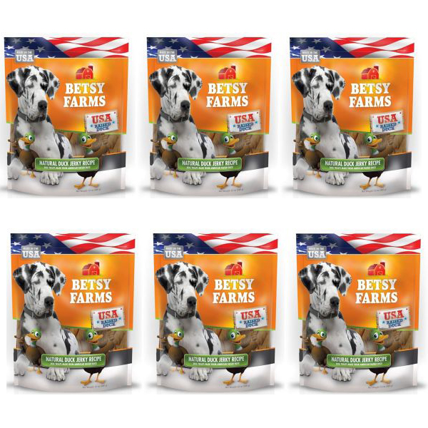 6 Big Bags of Betsy Farms Grain Free Natural Duck Jerky Dog Treats 12 Ounces Each MADE IN THE USA FRESH and and because of the nature of jerky itself it s good