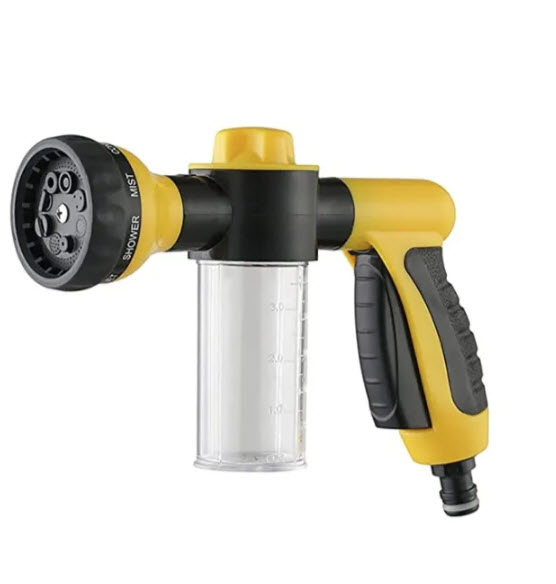 Garden Hose Spray Nozzle Water Foam Gun with Reservoir for Soap