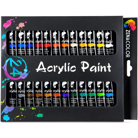 Zenacolor 24 Color Paint Set - Choose from Oil, Watercolor OR Acrylic ...