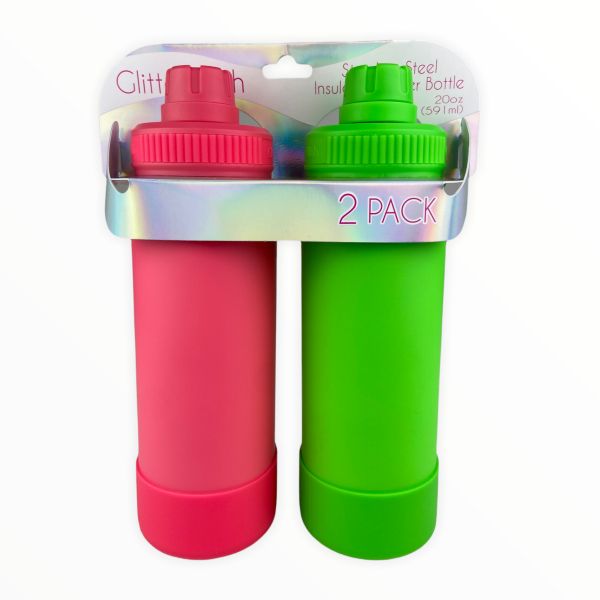 Set of Two Fun Neon Colors Double Walled Stainless Steel Water Bottles $14.99 (reg $25)