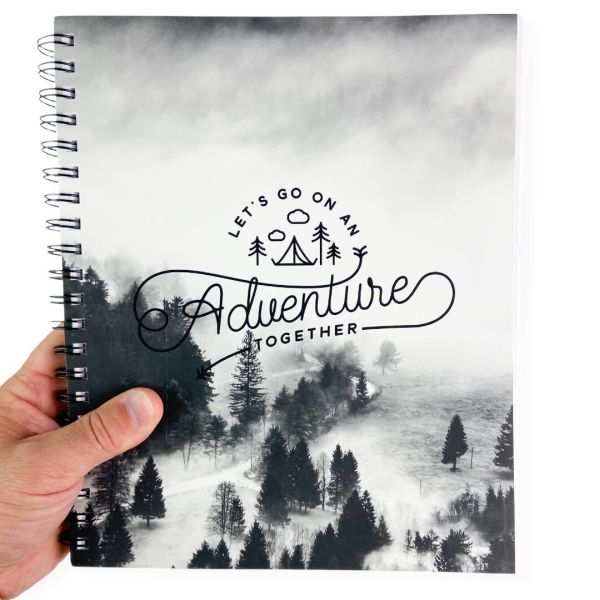 "Let's Go On An Adventure Together" Spiral Sketchbook / Notebook Large 9" x 11" Size 18 at