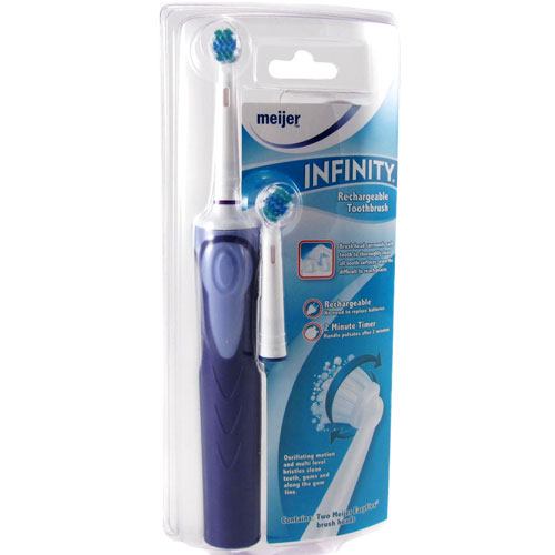 Meijer Infinity Rechargeable Electric Toothbrush w/ 2 Easy Flex Brush