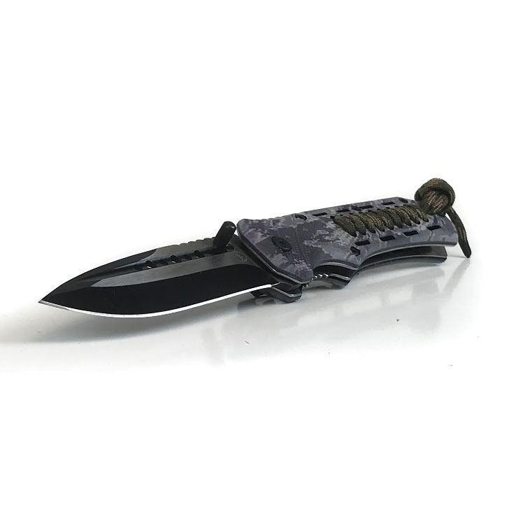 Digital Camo Folding Knife with 4 Inch blade, Paracord Handle Braid and Glass Breaker - SHIPS ...