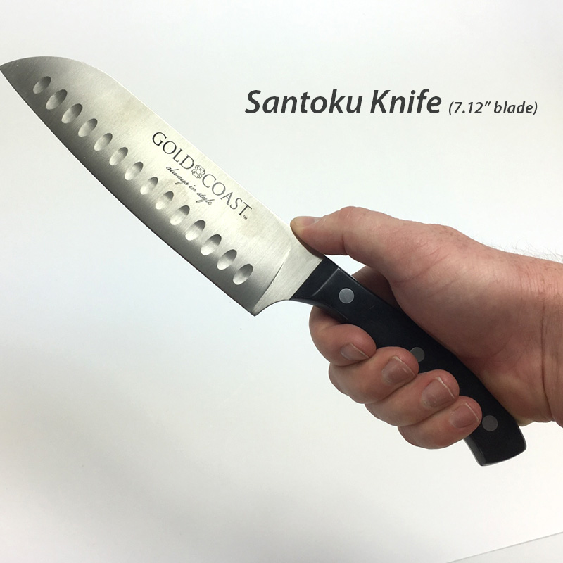 Gold Coast 3 Piece Professional Knife Set With Santoku, Pairing and