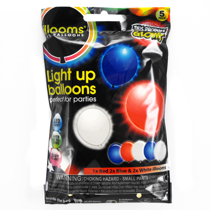 LED Light Up Balloons 5 Pack Set - 6 Different Styles For Any Party ...