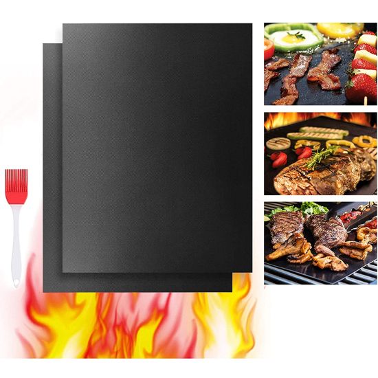 Set of 2 Grill Mat with Silico...