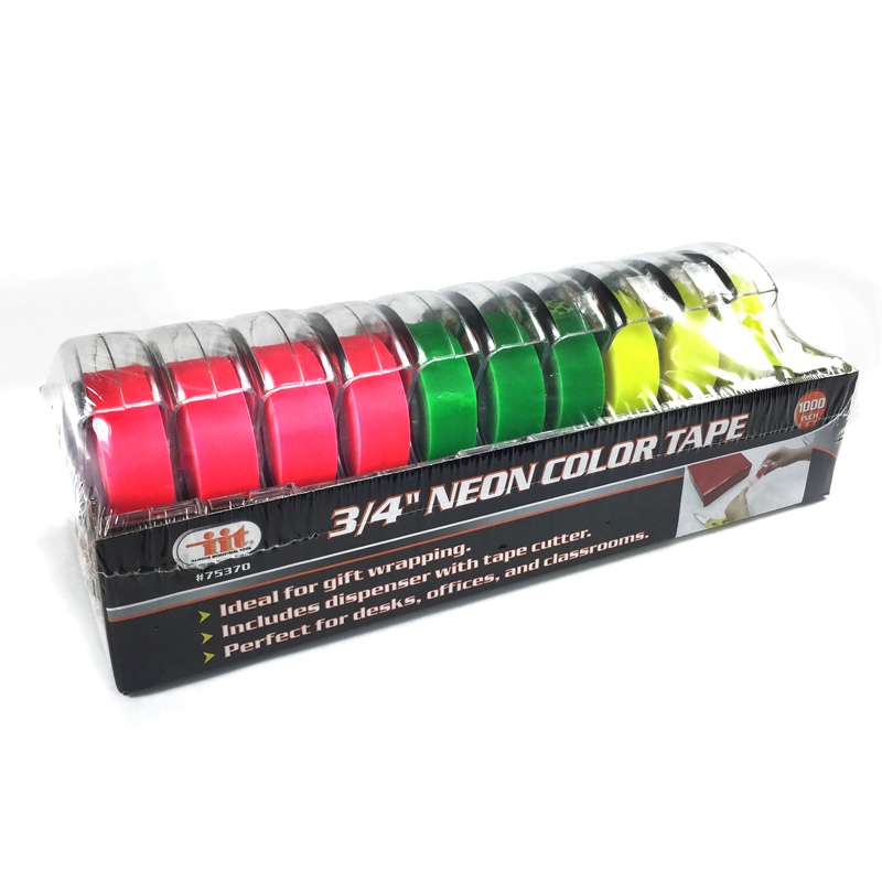 10 pk 3/4in. x 1000in. Transparent Neon Color Tape Perfect For