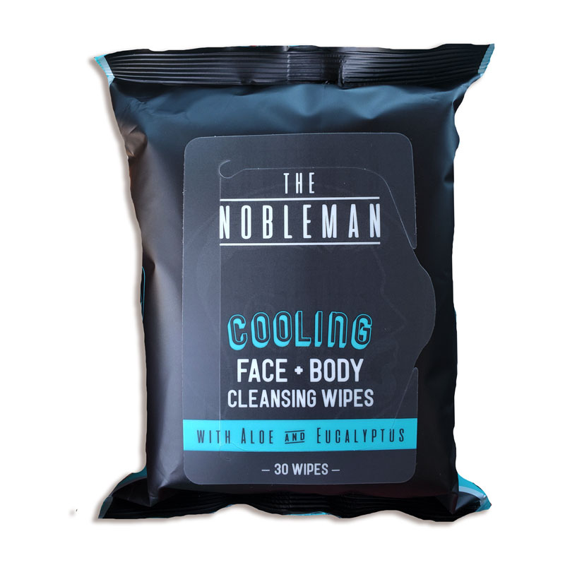 SIX PACK of Cooling Face + Body Man Wipes by The Nobleman These new