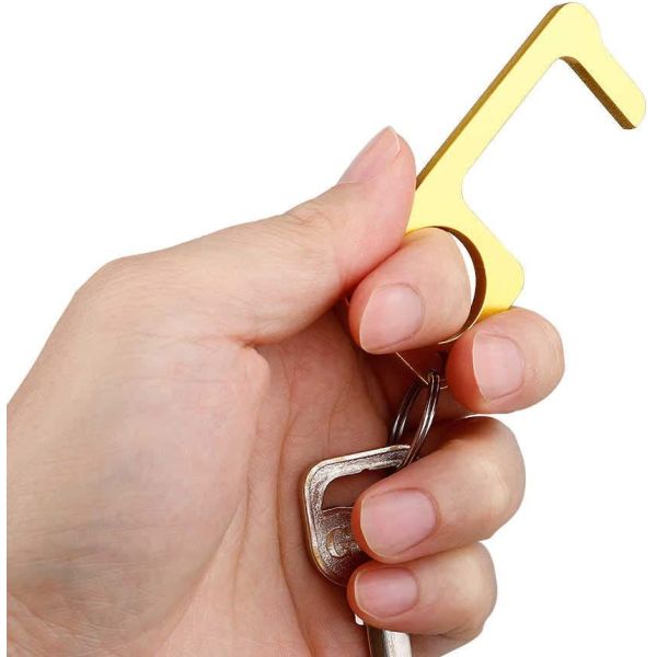 1PC Clean Key No Touch Door Opener Stylus Tip Handsfree Hygienic Brass Keychain 