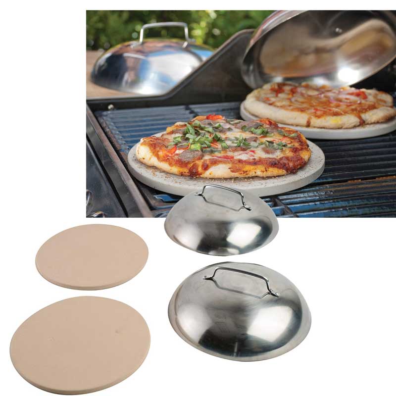 Pizzacraft Mini Pizza Grilling Set with Round Ceramic Pizza Stones and