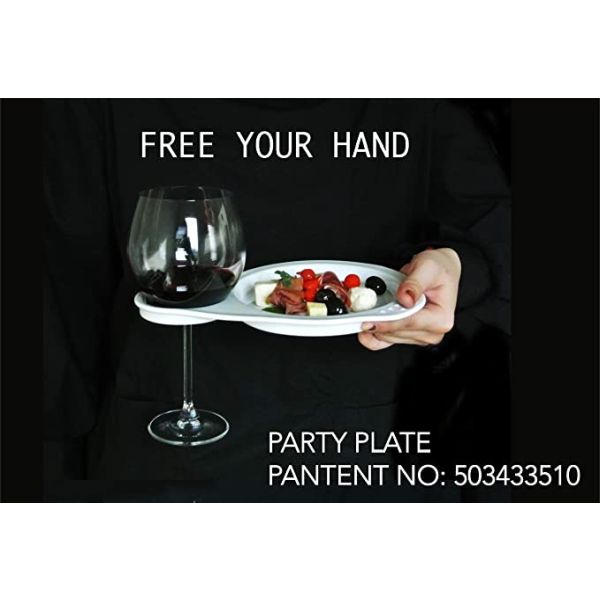 4 Pack of Melamine Appetizer Cocktail Plates with Wine Glass / Cup