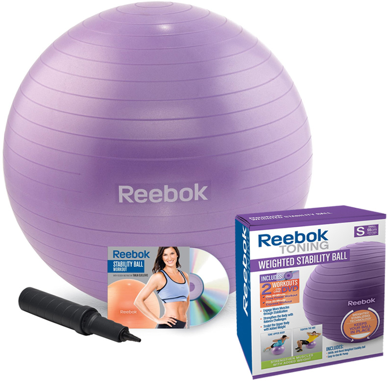 dolor de cabeza Gángster Decano Reebok Weighted Stability Ball w/ Workout DVD - 3 Sizes Available - SHIPS  FREE! - 13 Deals