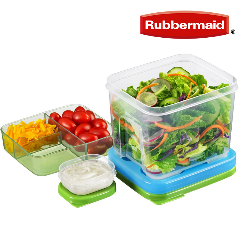 Rubbermaid Lunch Blox Salad Kit, with Topping Tray, and Dressing Container, Tableware & Serveware