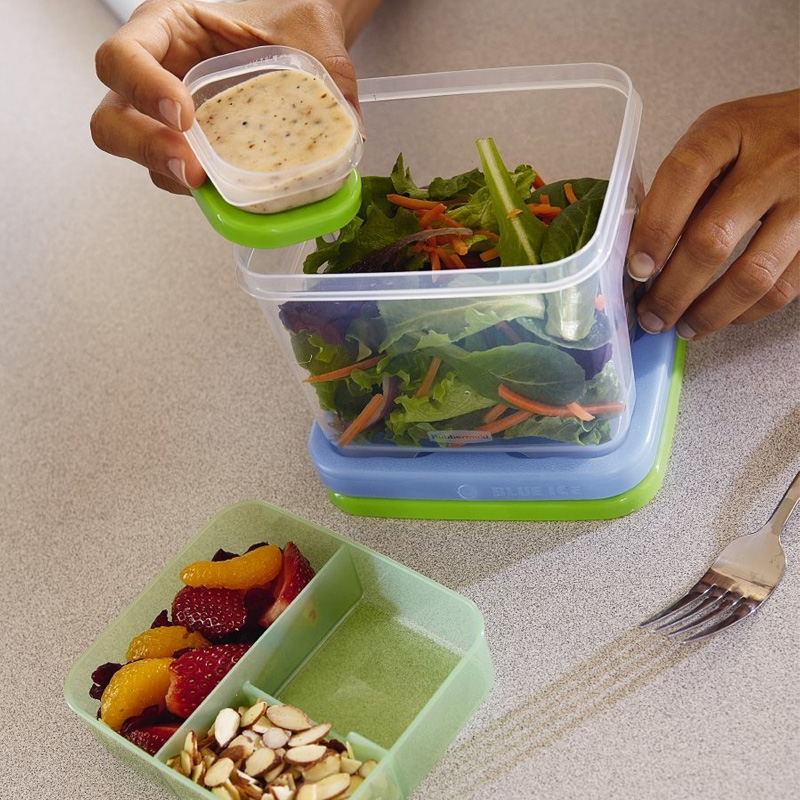 Rubbermaid Lunch Blox Salad Kit, with Topping Tray, and Dressing