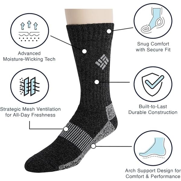 4 PAIRS of Columbia Men's Moisture Control Crew Socks - $21 on amazon ...