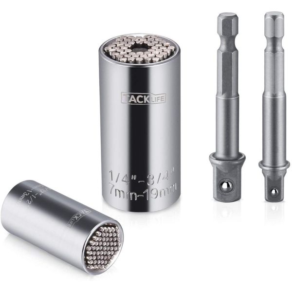 TWO PACK of Pro Grade Universal Socket Tools With Drill Adapters 7mm