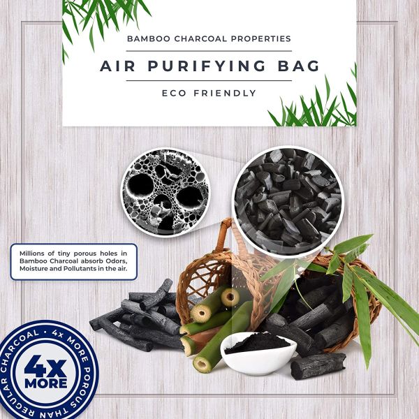 9 Pack of Bamboo Charcoal Air Purifying Bags 7 Large Bags and 2 Small