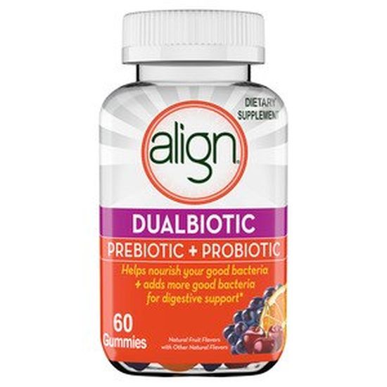 Align DualBiotic Prebiotic + Probiotic Gummies Supplement for Adult Men & Women, Digestive