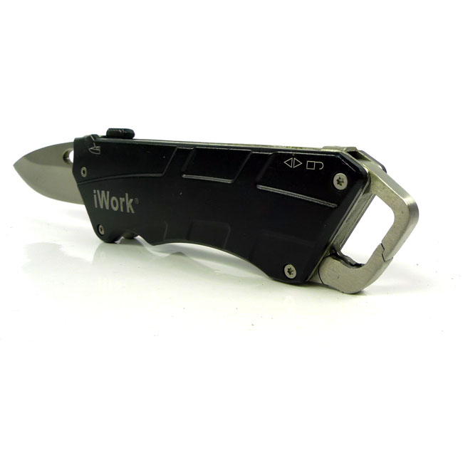 iWork Super Durable Sliding Blade Pocket Knife With Carabiner Clip