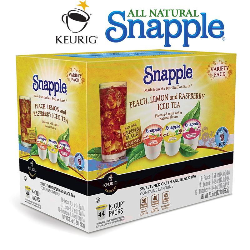 Keurig Snapple Peach, Lemon & Raspberry Iced Tea 44pk. KCups Variety