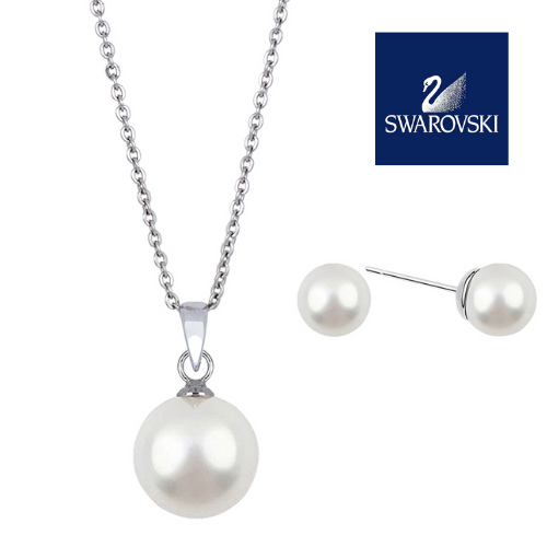 $27.95 (reg $113) Swarovski Crystal Pearl Necklace and Earring Set