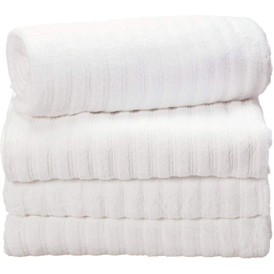 Set of 4 iDesign Ribbed Bath Towel with Hanging Loop Choose Gray or