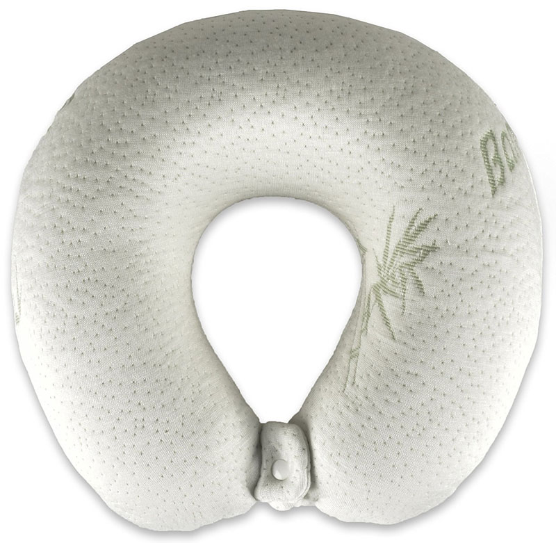Bamboo Travel Neck Pillow Premium Memory Foam Hypoallergenic Travel